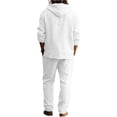 thumbnail image 6 of Men's 2 Piece Outfits Textured Button Long Sleeve Shirt Drawstring Waist Loose Pants Set Tracksuits Vacation Outfit White XXXL, 6 of 6