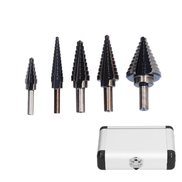 M Buder 5Pcs Broca Escalonada de Metal Sistema Británico Kit de Herramientas de Perforación para Acero Latón Madera (17.00 cm / 6.69 in)