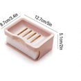 thumbnail image 2 of Caja de jabón Jabonera de baño creativa de doble capa, bandeja de jabón de plástico con esponja, recipiente de jabón con múltiples orificios de drenaje (rosa/blanco/caqui) Jabonera, 2 of 5