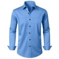 thumbnail image 5 of Swuxness Mens Solid Color Turndown Collar Long Sleeve Shirt Button Closure Casual Office Top, 5 of 5