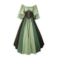 thumbnail image 3 of LINMOUA Women's Fashion Retro Collision Slim Flying Sleeve Big Hem Dress One Shoulder Dresses, 3 of 5