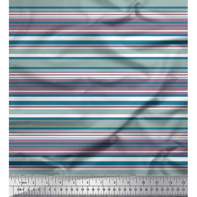 Soimoi Polyester Crepe Fabric Horizontal Stripe Printed Fabric 1 Yard 42 Inch Wide