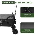 thumbnail image 5 of Tcbosik Heavy Duty Folding Wagon with Removable Canopy, Utility Grocery Cart with All-Terrain Wheels and Brake, Ice Pack Frame and 2 Cup Holders for Garden, Patio, Backyard, Beach, Black & Gray, 5 of 7