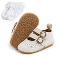 thumbnail image 2 of Baby Boys Girls PU Leather Crib Shoes Newborn Soft-soled Crib Shoes + Socks Set, 2 of 5