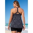 thumbnail image 2 of Swim 365 Women's Plus Size Longer-Length Ruched V-Neck Braided Racerback Tankini Top, 2 of 6