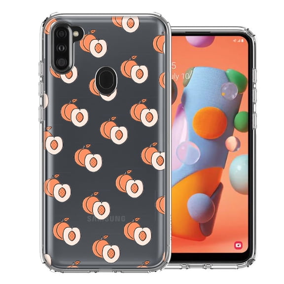 MUNDAZE For Samsung Galaxy A11 Polka Dot Peaches Design Double Layer Phone Case Cover