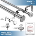 thumbnail image 3 of Urbanest Adjustable Double Curtain Rod Set Bouton Flat Button Finials – 1″ Front & 5/8″ Back Rod With Brushed Steel Rod, 84–120 Inches, 3 of 6