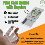 Heavy Duty Fuel Card/ID Badge Holders with Keyring - Holds Two Cards - Clear Rigid Plastic ID Holder Keychain - Attach Keys & Protect License and a Credit Card by Specialist ID