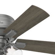 Hunter Fan 42 Crest field Matte Silver Low Profile Ceiling Fan with LED Light and Pull Chain