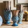 thumbnail image 2 of Blue Gold Grid Pattern Glazed Ceramic Vase Collection, 2 of 10