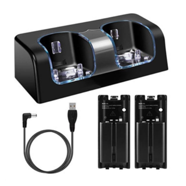 2 pilas recargables de 2800 mAh y base de carga para Wii Cell Leyfeng Soporte de carga