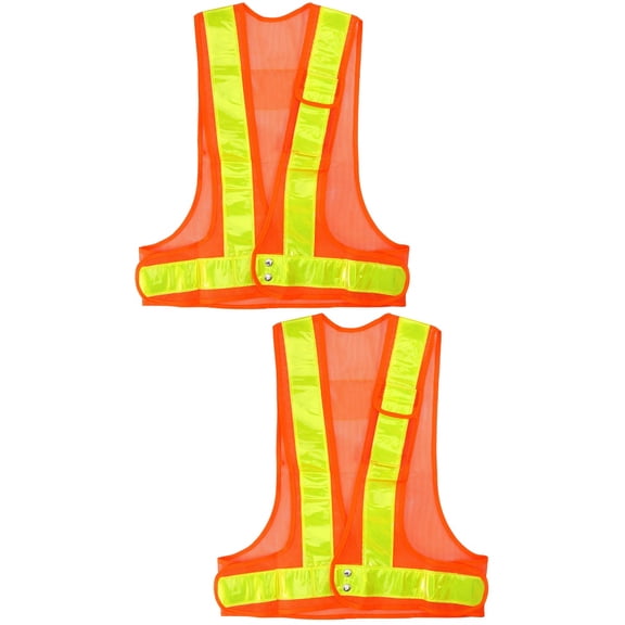 2 pcs Fishnet Safety Reflective Vest High Visibility Security Mesh Waistcoat for Cycling Outdoor Construction (Orange)