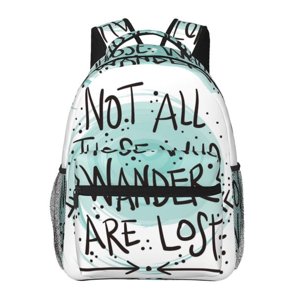 Disketp Not All Who Wander Are Lost1 Mochila Estampada para Hombre y Mujer – Mochila Ligera Clásica con Múltiples Bolsillos para Universidad, Trabajo y Viajes-One Size