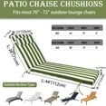thumbnail image 3 of PUKNLY Chaise Lounge Cushions Outdoor, Waterproof High-Density Foam with Adjustable Ties & Removable Cover, 72"x37" Patio Poolside Chair Cushions for Garden Beach, 3 of 7