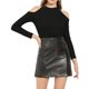 thumbnail image 1 of Allegra K Mini Falda Acampanada De Pu Cereza Bordado Para Mujer Negro XS Unique Bargains Falda, 1 of 7