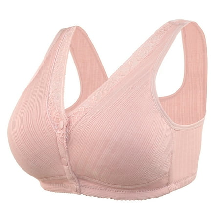 

HGWXX7 Womens Tops Plus Size Women s Adjustable Sports Front Closure Extra-Elastic Breathable Lace Trim Bra Pink XXL