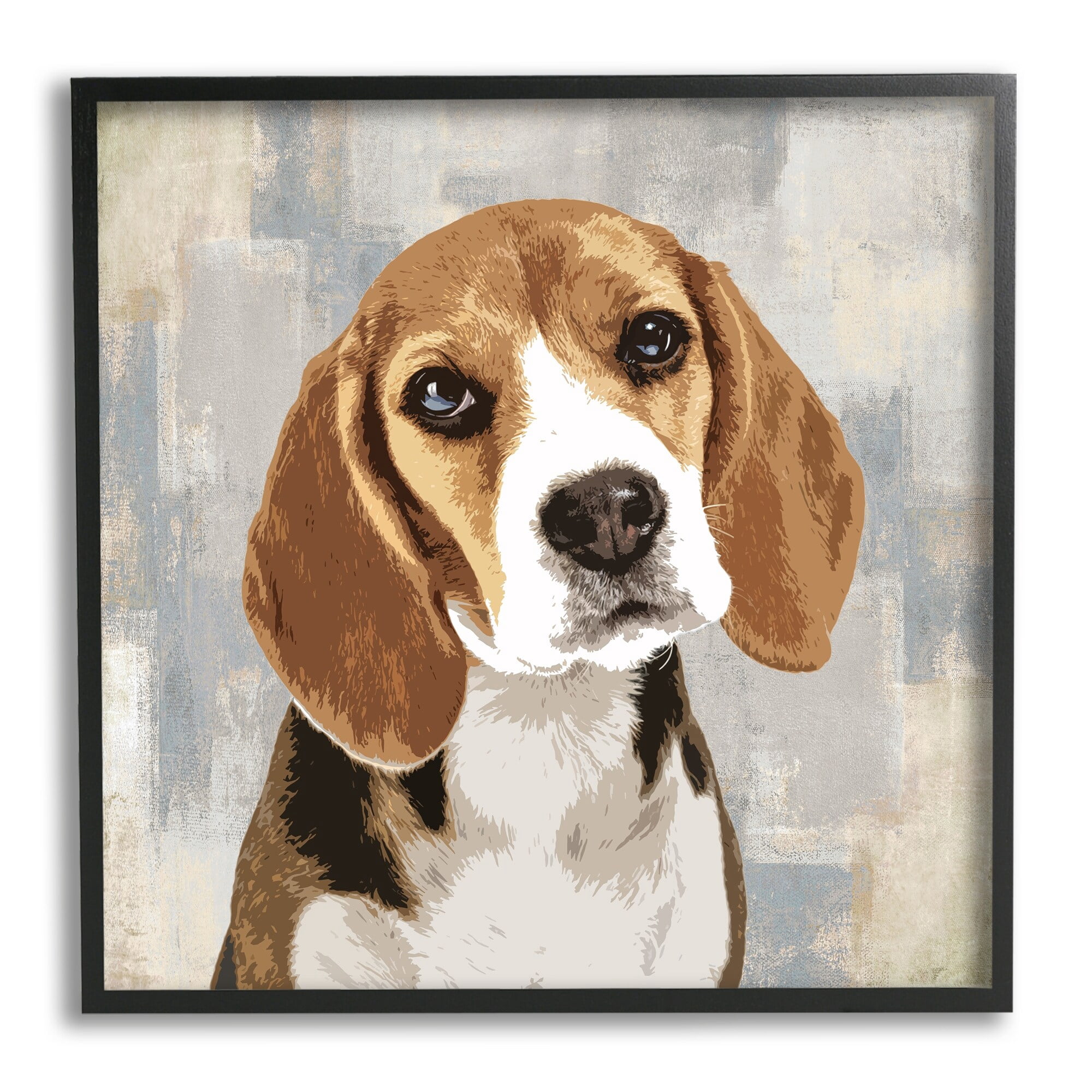 Stupell Industries Dog Beagle Patiently Waiting Abstract Backdrop Pet Collage,12 x 12, Design by Keri Rodgers