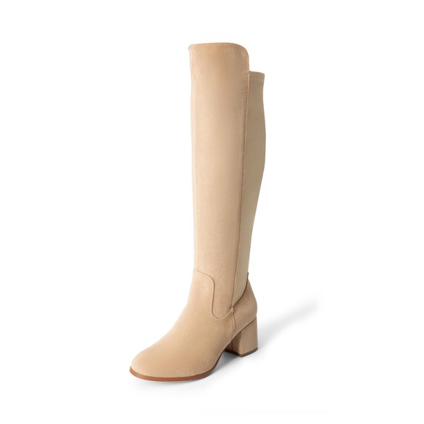 Bota DREAM PAIRS JENNIFER-3 para Mujer Altas hasta la Rodilla en Gamuza Nude