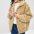 thumbnail image 4 of Aboser Womens Warm Fleece Jacket Coat Thick Sherpa Jackets Zipper Up Winter Coats Solid Long Sleeve Outerwear Fuzzy Plush Jacket with Pockets Khaki XL, 4 of 6