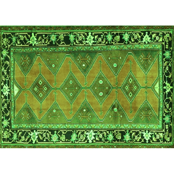 Ahgly Company Indoor Rectangle Persian Green Traditional Area Rugs, 4' x 6'