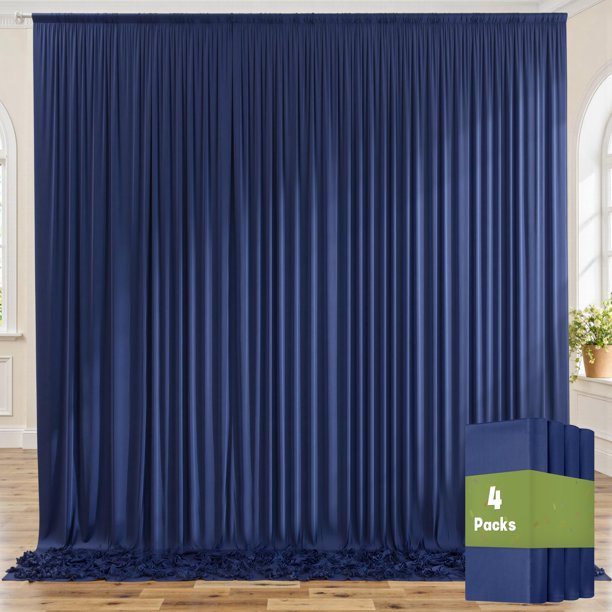 Cortinas de telón de fondo NSSONBEN, azul marino, 20 x 10 pies, poliéster x4