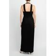 thumbnail image 6 of Connected Apparel Crossed Neck Sleeveless Jewelry Front Detail Ruched Empire Waist Solid Jersey Dress-BLACK / 12, 6 of 7