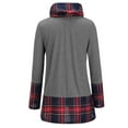 thumbnail image 5 of Women Elegant Plaid Patchwork Stretch Loose Long Sleeve Autumn Casual Classical Sweater Shirt Tops GRAY L, 5 of 6