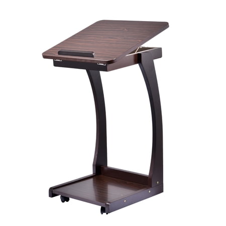C Shaped End Table, Side Table for Couch and Bed, Small Side Table for Small Spaces, Living Room, Bedroom, Rustic Snack Table
