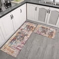 thumbnail image 3 of 2 Piece Bohemian Light Pink Ethnic Rug Rug Kitchen Rug Set, Decor Kitchen Rugs, Absorbent Non-Slip Washable Floor Mats, Home Indoor Runner Rugs 17"x47"+17"x30", 3 of 7