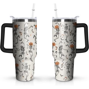 40 oz Halloween Skull Tumbler with Handle