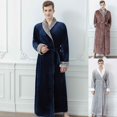 thumbnail image 4 of EQWLJWE Mens Robes Plush Clearance Big and Tall Two-Tone Flannel Fleece Contrast Bathrobe Full Length Plush Long Robe House Coat Cozy All Day Robes Spa Robe, 4 of 4