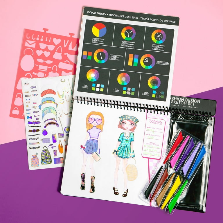 Fashion Angels Fashionista Sketch Portfolio – 30 Stijlbladen En 100+ Stickers – Tekenboek Voor Meiden Vanaf 6 Jaar