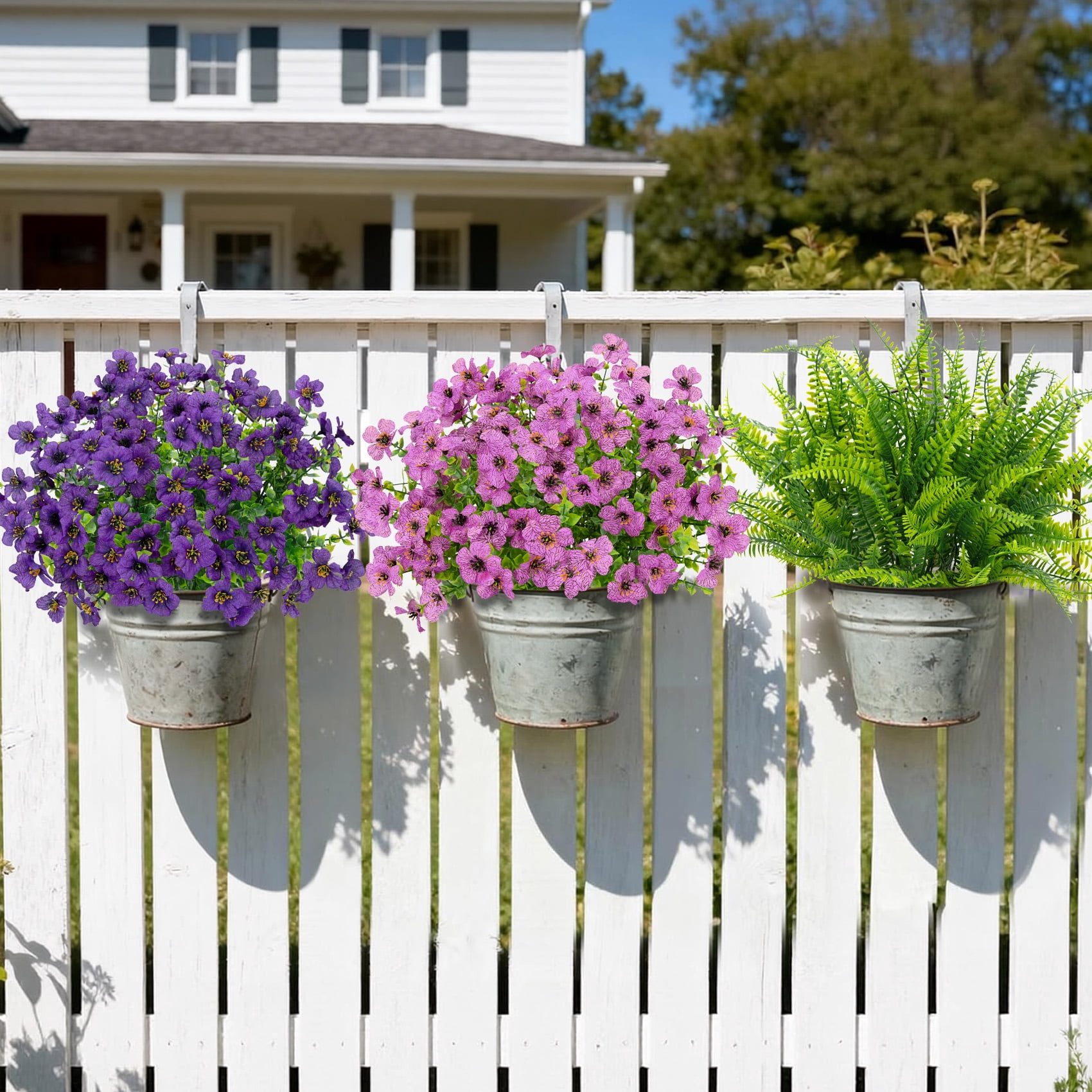 Scidweet Artificial Flowers for Outdoors, 18 Bundles Faux Fake Flowers Plants UV Resistant No Fade for Home Garden Porch Patio Decor