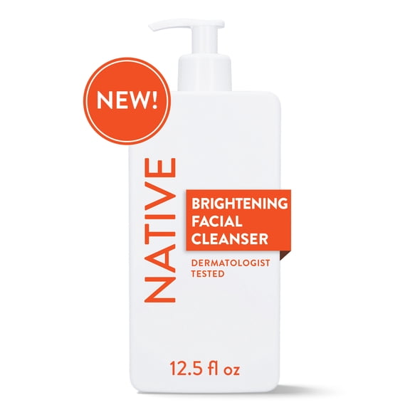 Native Brightening Face Wash, for Normal Combination Skin, Sulfate Free, with Niacinamide and Vitamin C, Dermatologist Tested, 12.5fl oz