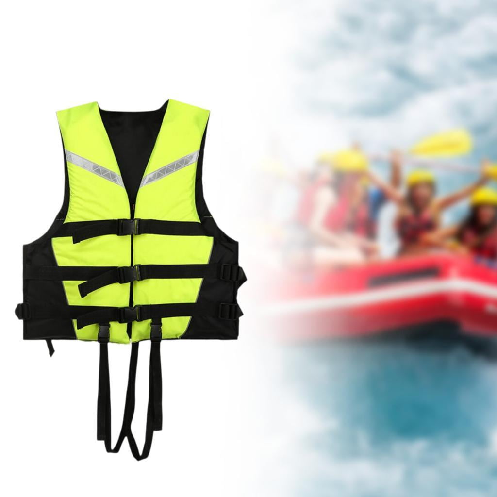QccHieUs Life Vest with Reflective Strips Adjustable Life Jacket Paddle Vest for Swimming L