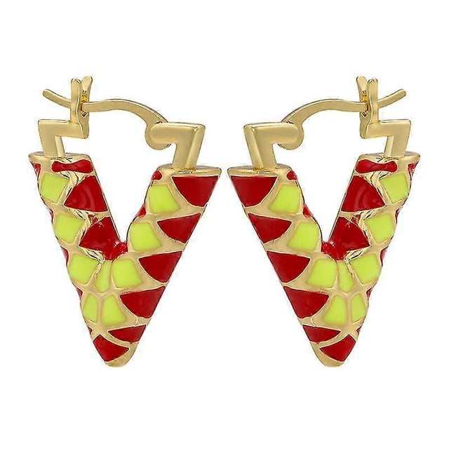 Pendientes colgantes de esmalte de color caramelo con forma de V estereopscópica y diseño geométrico, SHED029-3