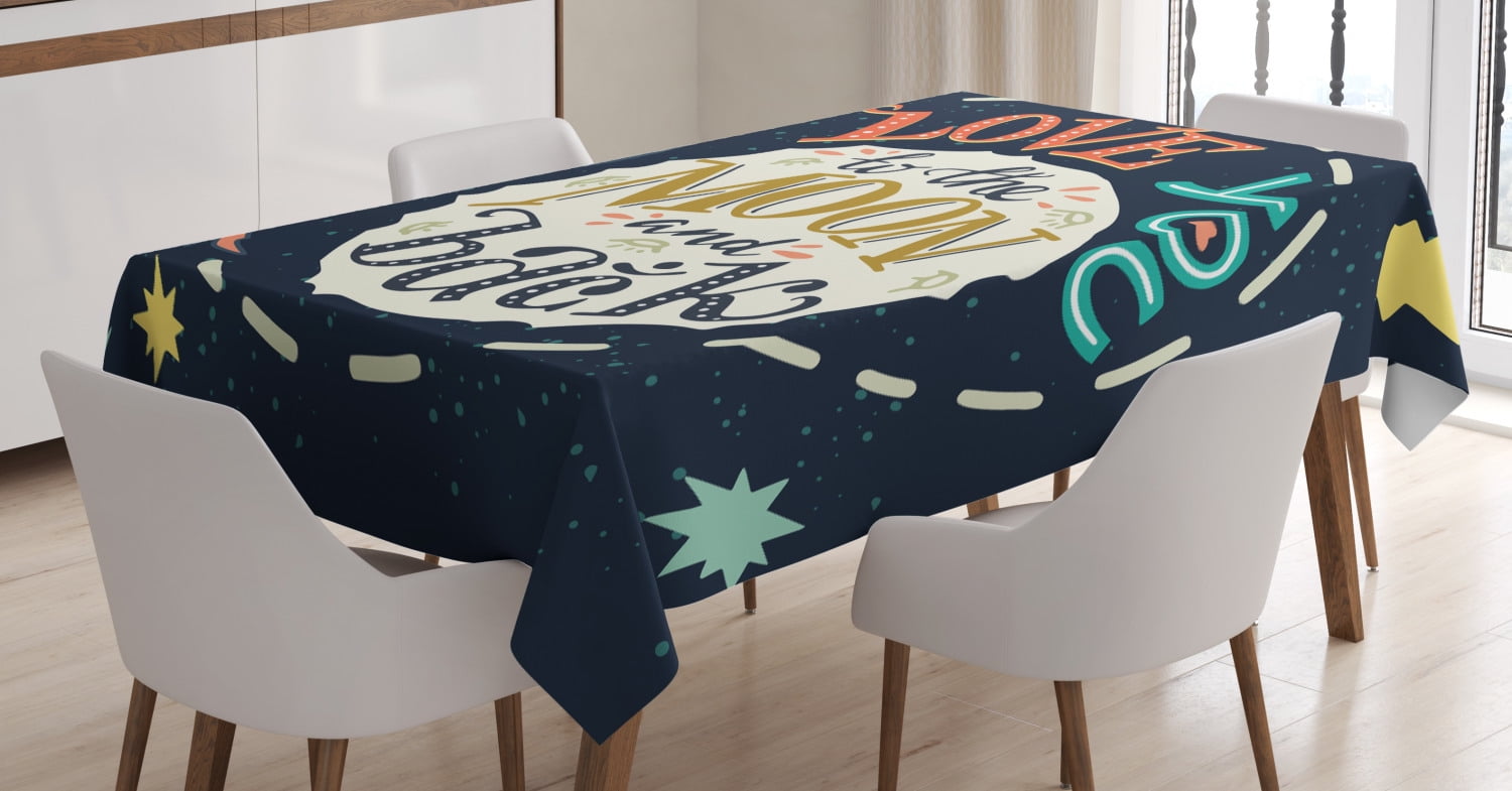 Ambesonne Romantic Tablecloth Astronaut Couple in Love Valentines Day Celestial Sci Fi Comic Pop Art Marriage Dining Room Kitchen Rectangular Table Cover Multicolor 60 X 84