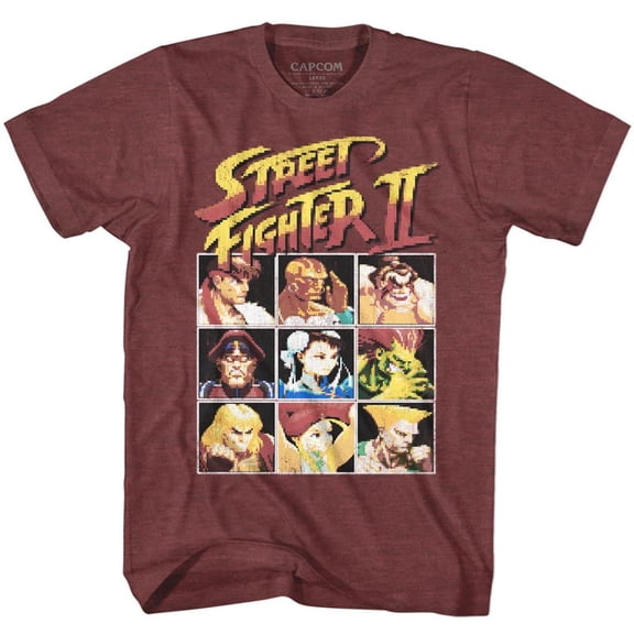 Street Fighter 8Bit Vintage Maroon Heather Adult T-Shirt 4Xl