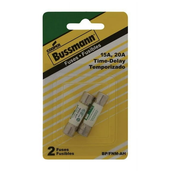 Bussmann 3565157 15 & 20A Time Delay Cartridge Fuse - Pack of 2
