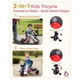thumbnail image 2 of 2-in-1 Tricycle, Push Tricycle with Parent Steering Detachable Handle, 9-Stage Adjustable Handlebar, Toddler Trike with Safety Belt, Clutch Pedals & Dual Basket, 2 of 6