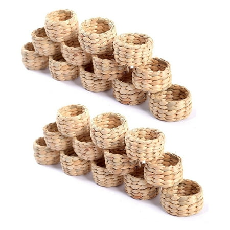 

24Pcs Napkin Rings Water Hyacinth Napkin Holder Rings - Rustic Rings