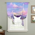 thumbnail image 2 of Purple Lavender Balloon Curtains for Windows, Bedroom Curtains 54 Inch Length, Spring Country Oil Painting Butterfly Flower Tie Up Curtains Panels Thermal Insulated Bathroom Curtains Window 42"x54", 2 of 8