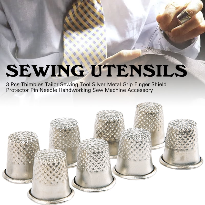 4pcs/set Finger Thimbles Metal Shield Protector Pin Needles Grip Sewing Quilting 