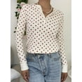 thumbnail image 4 of Cenuakty Women's Spring Slim Fit Tops White Long Sleeve V Neck Floral Print Button Up T-shirt, 4 of 6