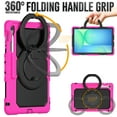 thumbnail image 3 of ELEHOLD Rugged Case for  Samsung Galaxy Tab S10 FEplus/FE+ 2025 Three-Layer Protection with Screen Protector Portable Folding Handle Grip 360° Rotating Kickstand Bracket Shockproof Cover,Rose, 3 of 6
