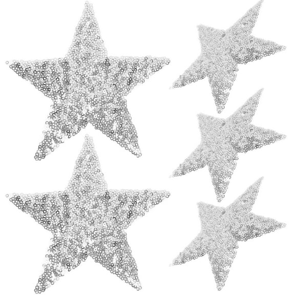 Supvox 5Pcs Sparkly Star Iron on Patches Silver for Crafts Clothing Decoration for Women