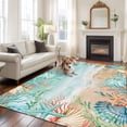 thumbnail image 2 of 5'x8' Area Rugs, Ocean Coastal Indoor Outdoor Area Rug for Living Room Bedroom, Summer Nautical Beach Coral Starfish Washable Bathroom Rugs Kitchen Floor Carpet Mats Home Decor Aesthetic, 2 of 8