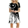 thumbnail image 2 of gakvbuo Summer Dresses For Women Plus Size Dress Casual Printed Tshirt Dresses Loose Short Sleeve Boho Beach Dress Crew Wedding Guest Dresses Sundresses Club Dresses, 2 of 8