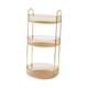 thumbnail image 2 of Soporte para brochas de maquillaje, especiero, organizador portátil giratorio de 3 niveles para el cuidado de la piel, frutero para escritorio, mesa, oro, 2 of 9