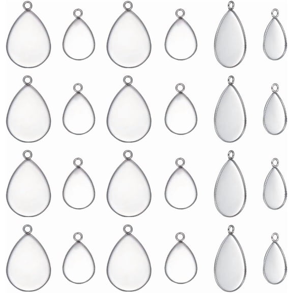 Pendant Trays - Teardrop Oval Shapes Blank Bezel Trays Base Pendant Settings for DIY Earrings Necklace Jewelry for DIY